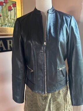 NWT Caroll Black Leather Jacket From France Size 40 Original $400+